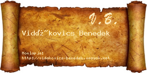 Vidákovics Benedek névjegykártya