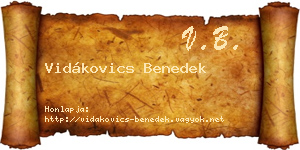 Vidákovics Benedek névjegykártya
